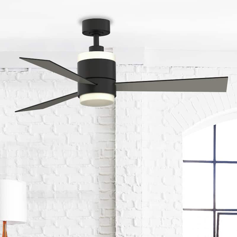 Fanimation Studio Collection Upright 48 inch Black Ceiling Fan with LED Light and Remote