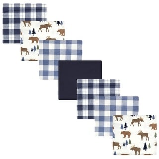 Hudson Baby Infant Boy Cotton Flannel Receiving Blankets Bundle, Moose Bear, One Size - Moose Bear - One Size