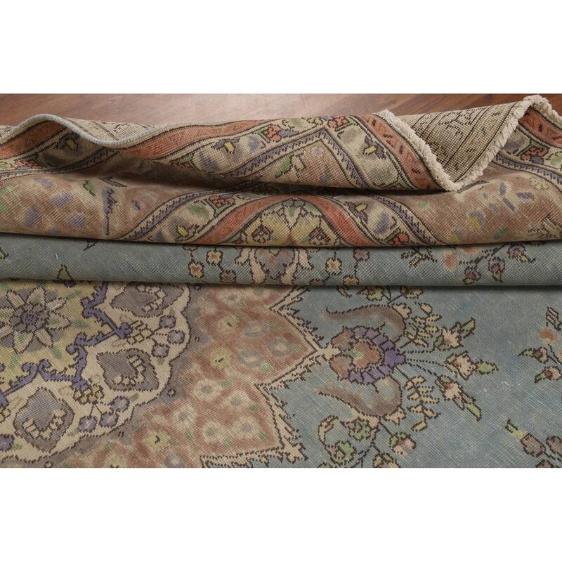 Light Blue Persian Area Rug Handmade Wool Carpet - 8'3"x 11'2"