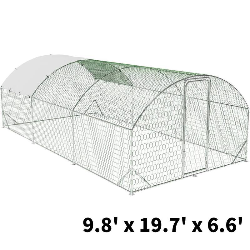 Waterproof Metal Chicken Run, Walk-in Poultry Cage for Yard, Farm - 9.8' x 19.7' x 6.6'