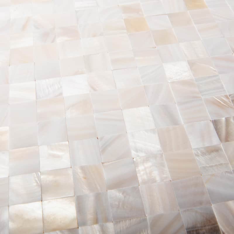 Art3d 12"x12" Mother of Pearl Tile Square White Seamless