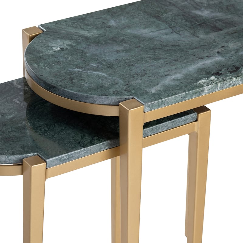 Beckham 2 Piece Marble and Iron Nesting Tables