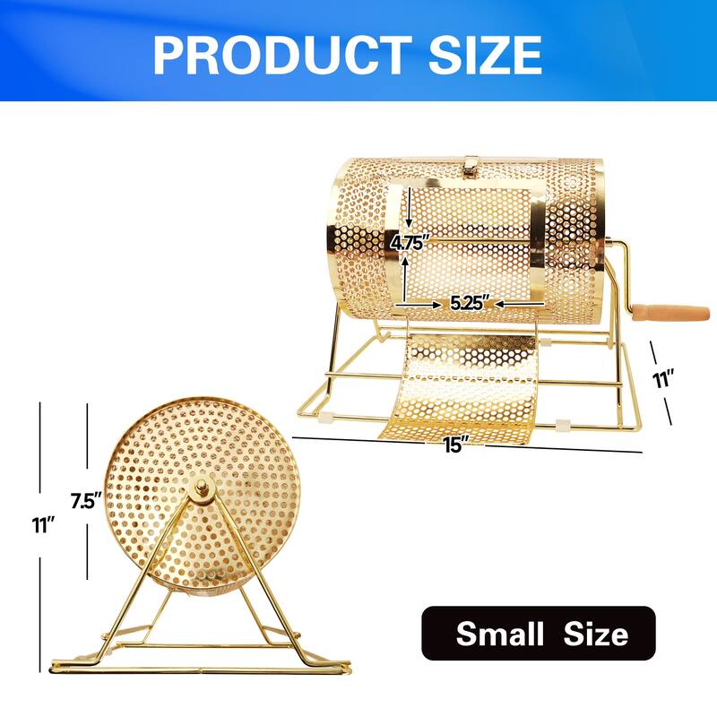 GSE™ Small Brass Raffle Ticket Drum - Holds 2,000 Tickets or 80 Ping Pong Raffle Balls