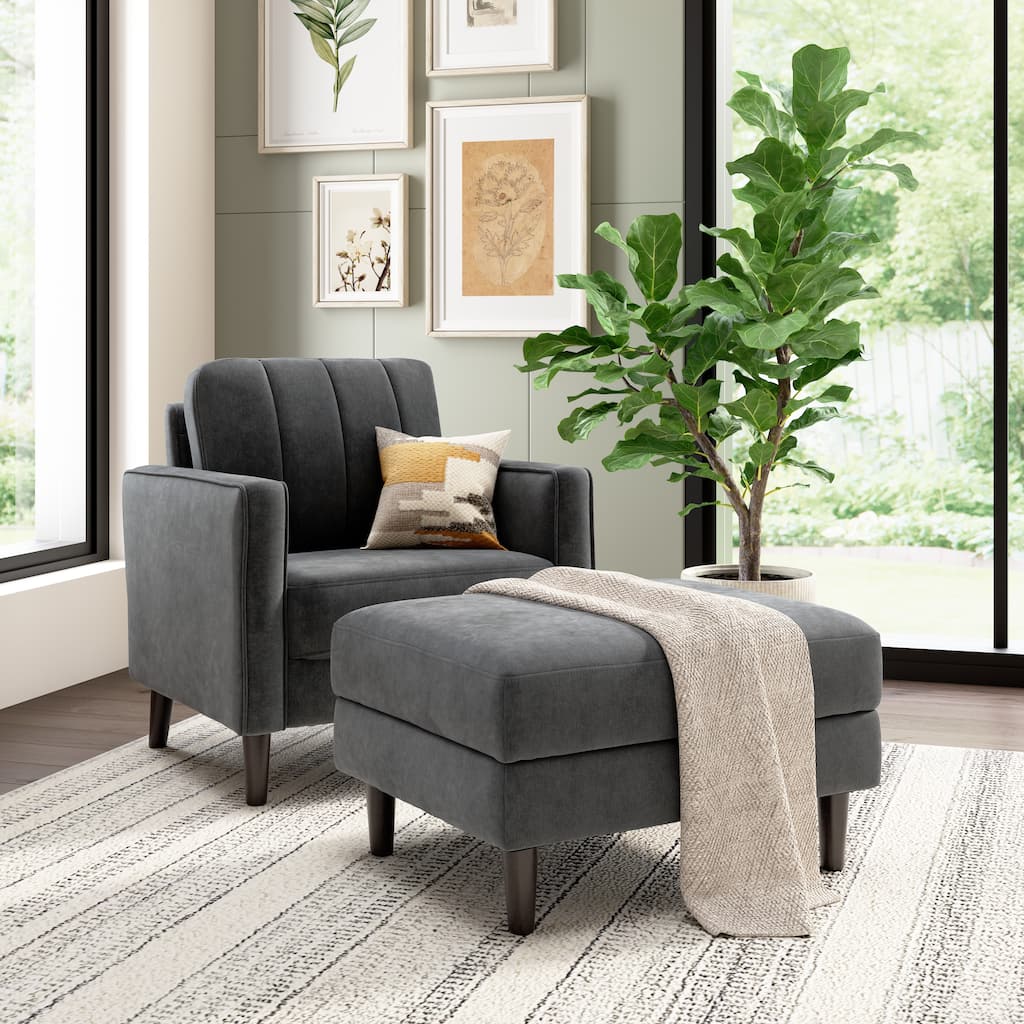 Bush Home Max Accent Chair and Storage Ottoman - 31.69" W x 31.22" D x 35.83" H
