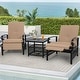 preview thumbnail 28 of 51, Outdoor Cushioned Chaise Lounge Adjustable Patio Reclining Lounge Chair, Recliner Lounge Chair & Bistro Table Set Brown+Table