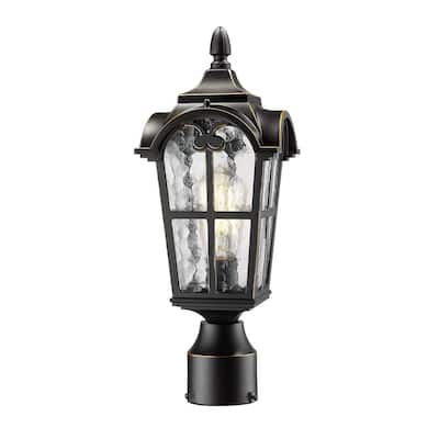 Vintage Outdoor Post Lights Post Lantern with Seeded Glass Shade