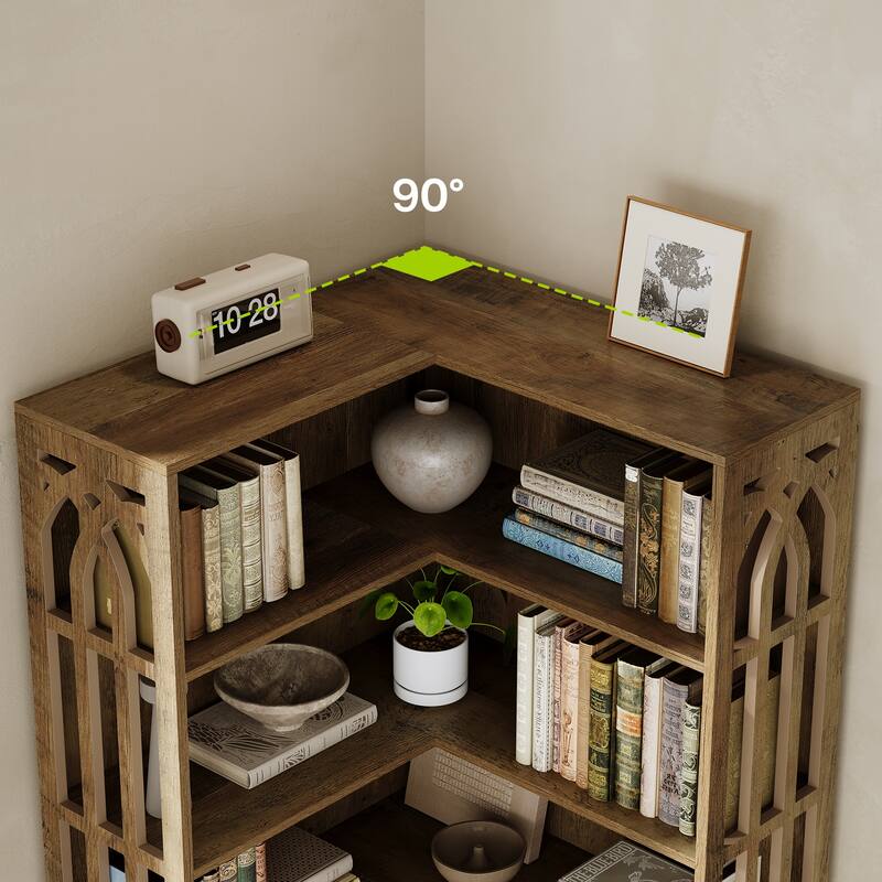 6-Tier Corner Shelf, 75.2" Tall Corner Bookshelf and Bookcase