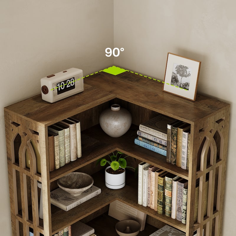 75.2" Tall Corner Shelf, 6-Tier Corner Book Shelf L-Shaped Bookcase Display Shelf