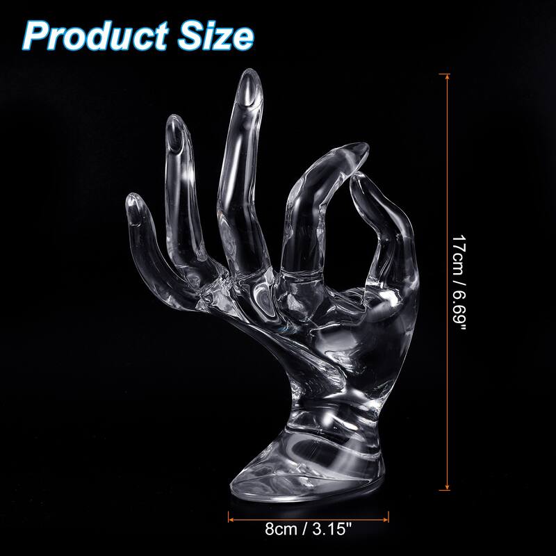 Hand Ring Holder, Hand Jewelry Holder Ring Display Stand Heavy Base - Clear