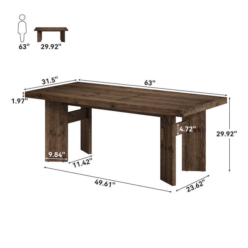 63-Inch Executive Desk, Solid Wood Home Office Computer Desk