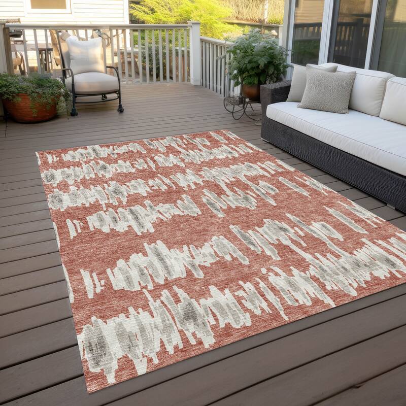 Machine Washable Indoor/ Outdoor Chantille Abstract Contemporary Rug