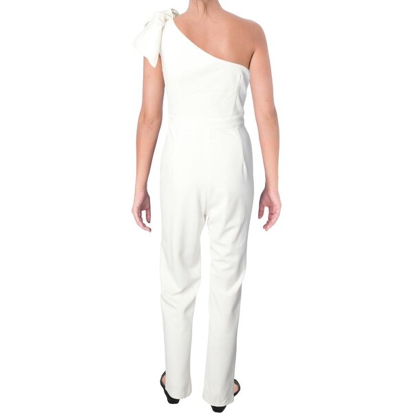 adrianna papell one shoulder bow jumpsuit