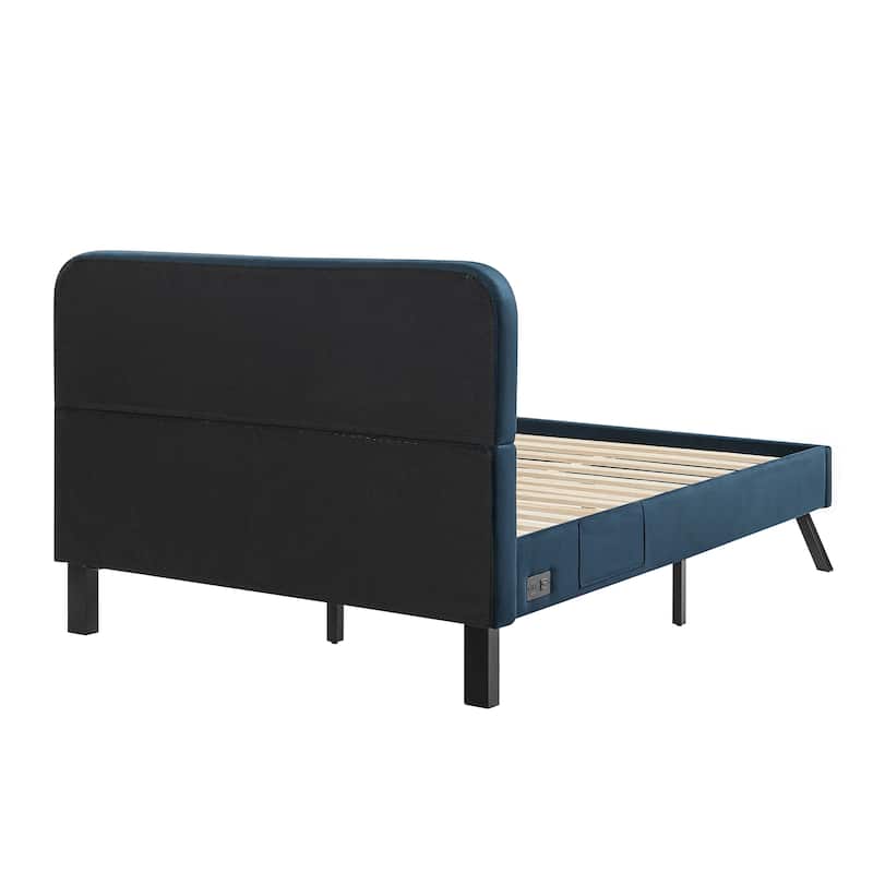 Studio Living Ashton Full Upholstered Bed in Velvet Fabric