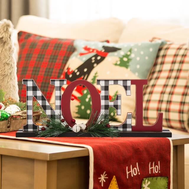 Glitzhome Christmas Wooden Word Table Decor