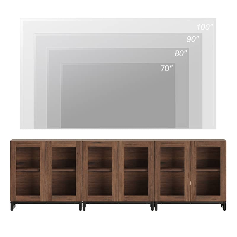 WAMPAT Multifunctional Sideboard Buffet Cabinets with Glass Doors, Modern Sideboard with Adjustable Shelf, Coffee Bar Cabinet