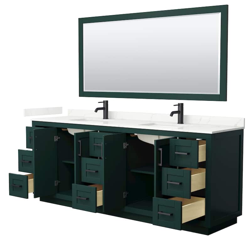 Miranda 84-inch Double Vanity, Quartz Top, 70-inch Mirror