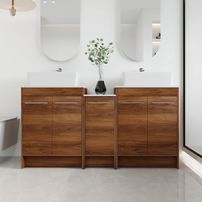 Malwee 24"/36"/48"/60" FreeStanding Bathroom Vanity, Floor Stand Bathroom Vanity with Ceramic Sink,Soft Close Door and Shelf