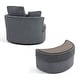 preview thumbnail 54 of 198, 41" W Oversized Accent Barrel Swivel Chair with Moon Storage Ottoman