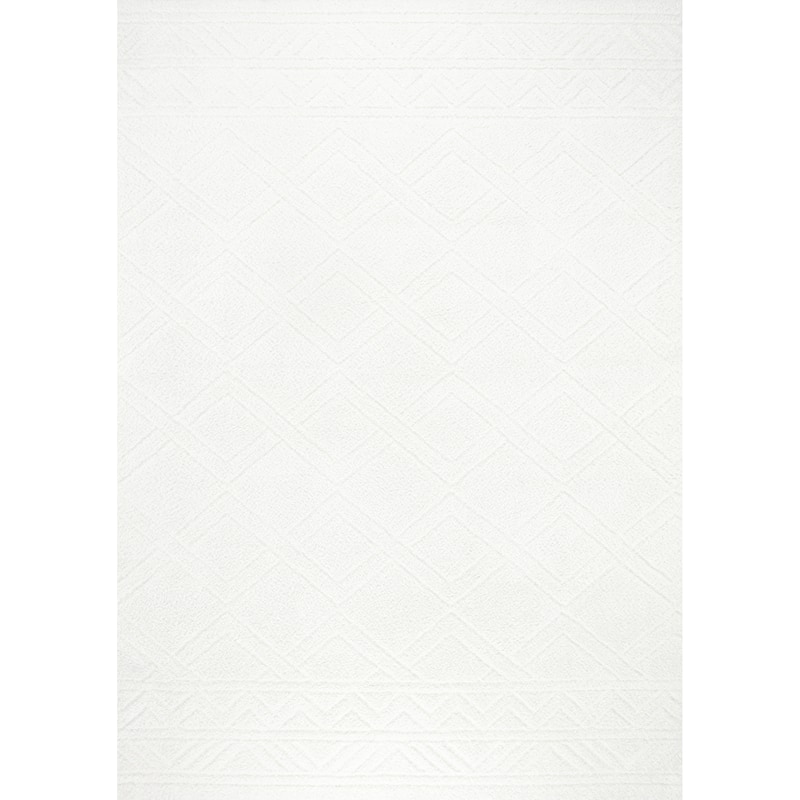 Pasargad Home Turkish Shag Collection Ivory Area Rug Plush 1 Inch Pile - 4' 9'' X 7' 0''