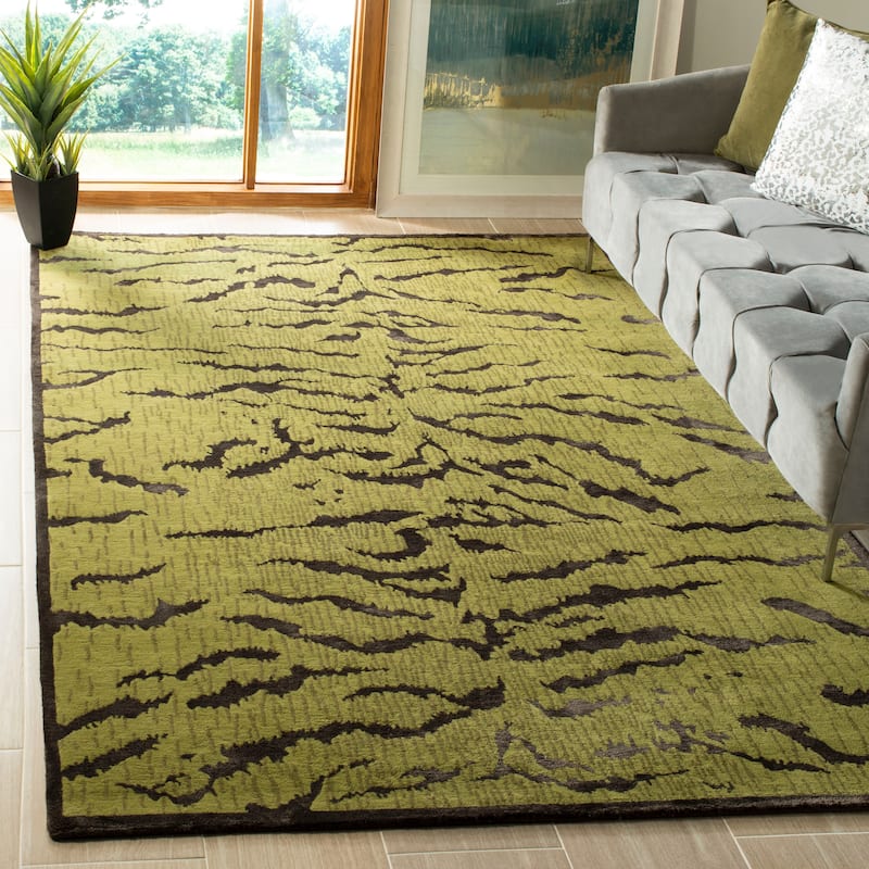 SAFAVIEH Couture Hand-knotted Shlomit Tiger Silk/ Wool Rug