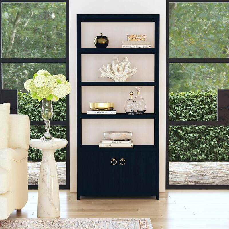 Lark 4-Tier Etagere Bookcase Cabinet - Navy