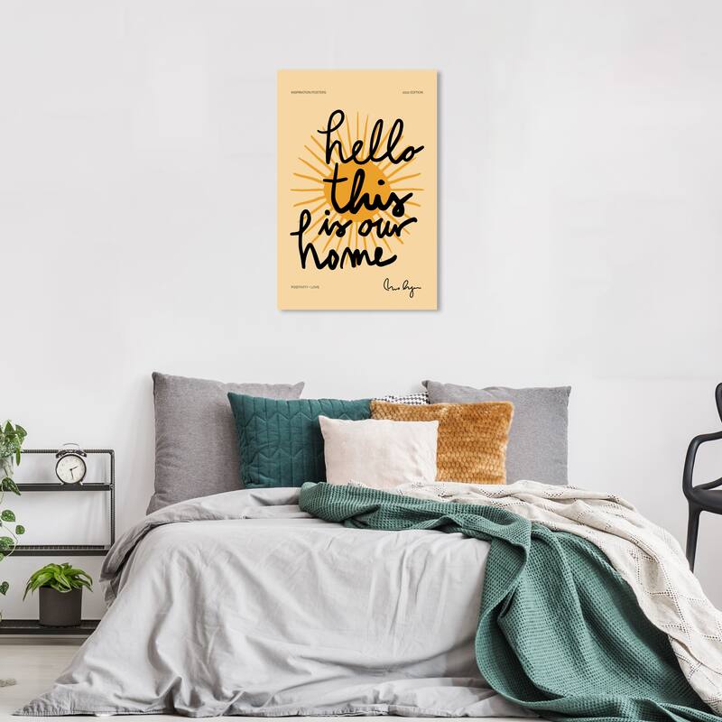Wynwood Studio Canvas Typography and Quotes Hello Home Yellow and Modern & Contemporary Wall Art Canvas Print - 24 x 36