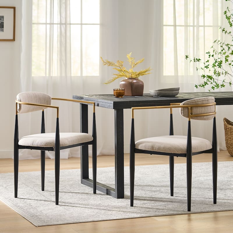 Modern Industrial Elmore Upholstered Dining Chairs (Set of 2) with Iron Frame by Christopher Knight Home