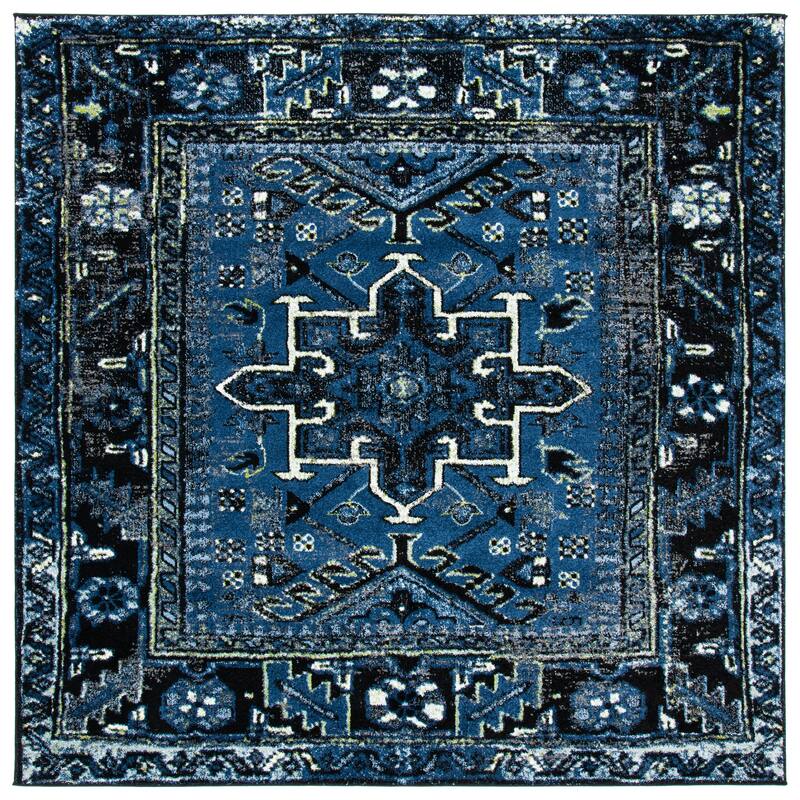 SAFAVIEH Vintage Hamadan Jaroslava Oriental Rug - 3' Square - Blue/Grey