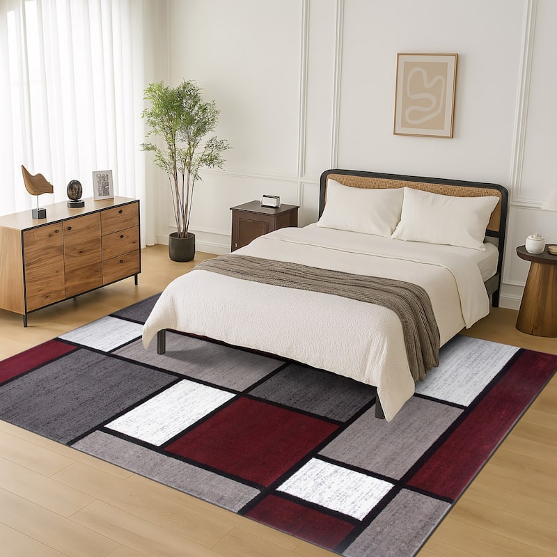 World Rug Gallery Contemporary Modern Boxed Color Block Area Rug