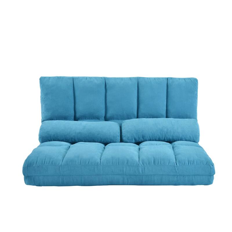 Double Chaise Lounge Sofa Floor Couch and Adjustable Backrest Sofa with Two Pillows