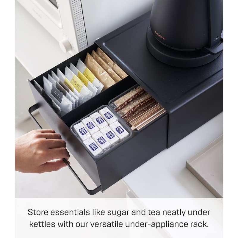 Yamazaki Home Countertop Rack with Drawer, Steel, Holds 11 lbs - L 10.83 x W 8.74 x H 4.53 inches