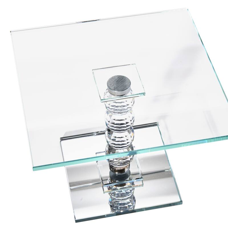 Exquisite Crystal Dessert Stand with Mirror Pedestal Base