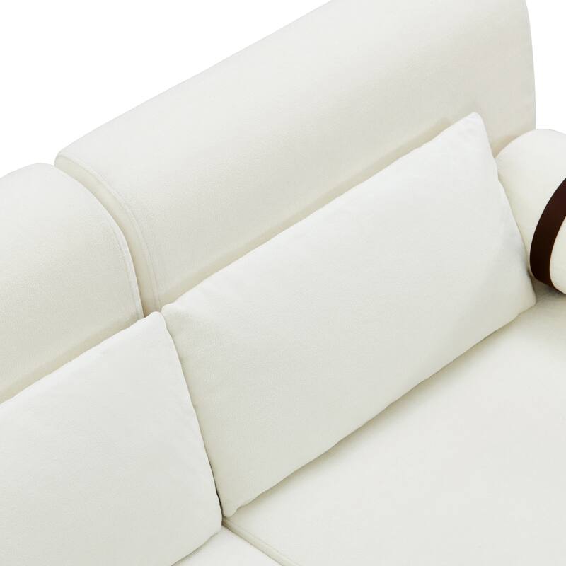 Chenille Loveseat Sofa with USB Ports & Cylindrical Armrs, High-Density Foam 2 Seater Sofa, Lounge Sofa Chair with Steel Legs