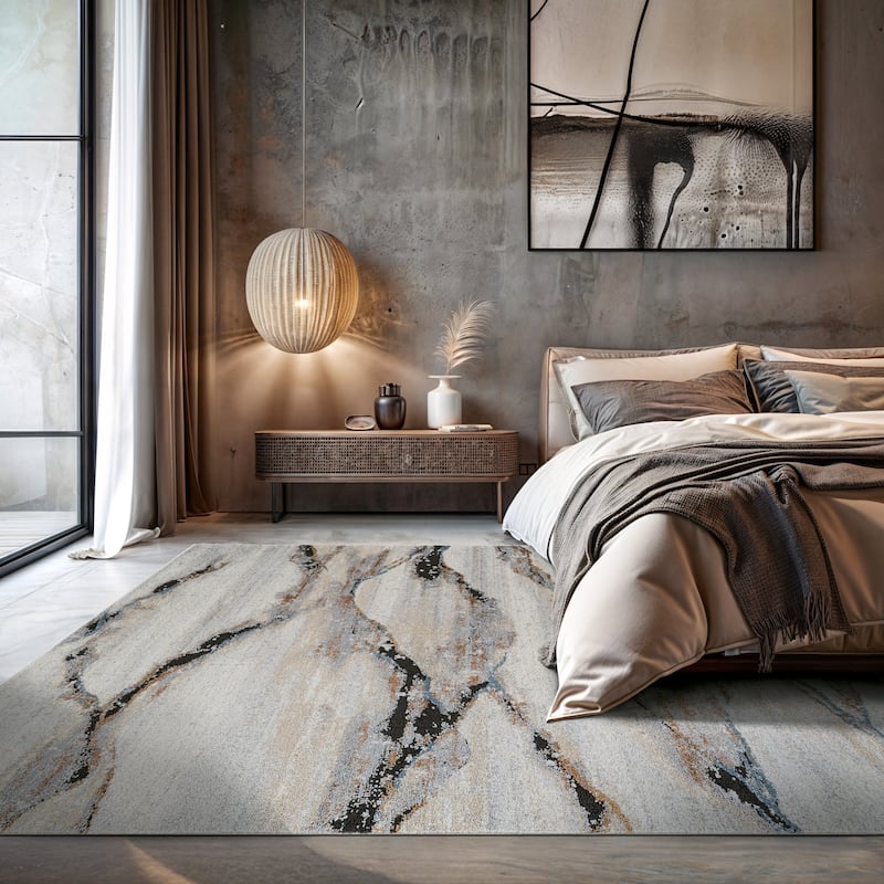 Transitional Horizon Area Rug for Living Room, Bedroom, or Entryway - Family Friendly and Easy to Maintain