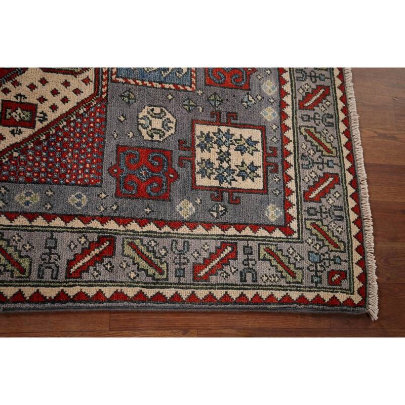 Traditional Kazak Accent Rug Hand-Knotted Wool Carpet - 3'3" x 4'11"