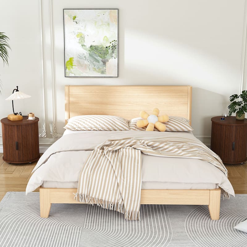 Mid Century Modern Cylinder End Table with Built-in Charging Station