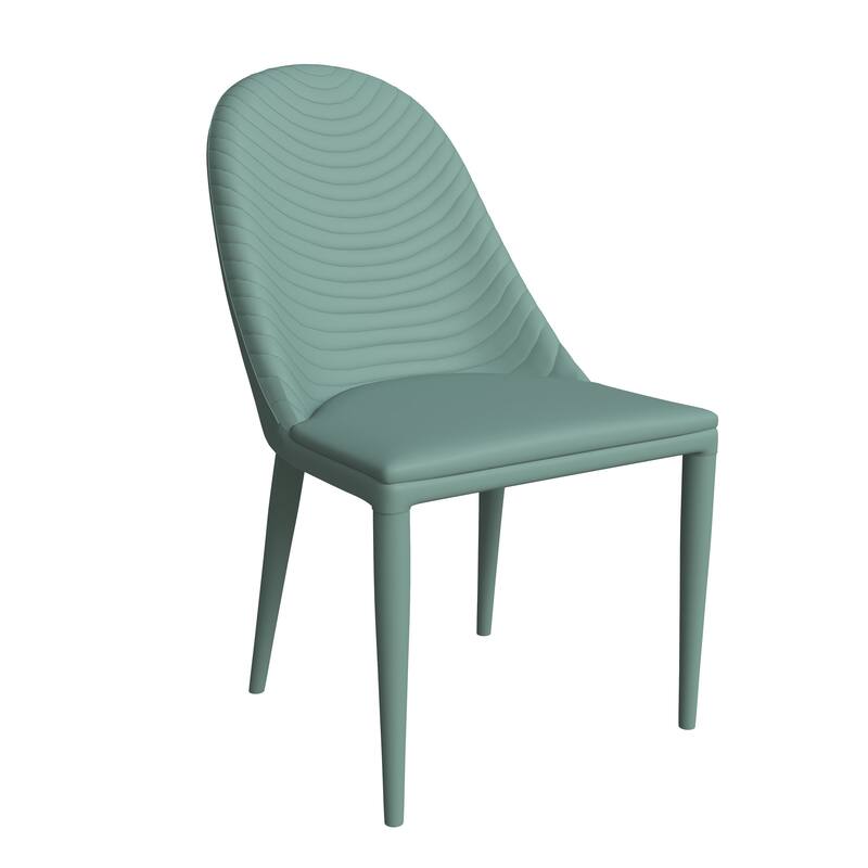 Seville Modern Dining Side Chair Armless, Leather, Metal Legs by LeisureMod - Green