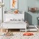 preview thumbnail 1 of 20, Wooden Platform Bedframe w/ Storage Headboard & Twin Size Trundle -Full White - Full
