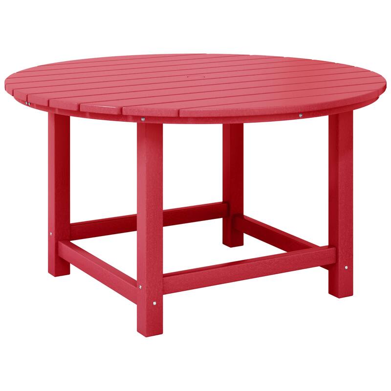 Polytrends Laguna Kids Outdoor 38" Round Poly Dining Table for Children - Red