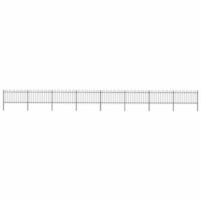 Garden Fence with Hoop Top Steel 44.6ft Black