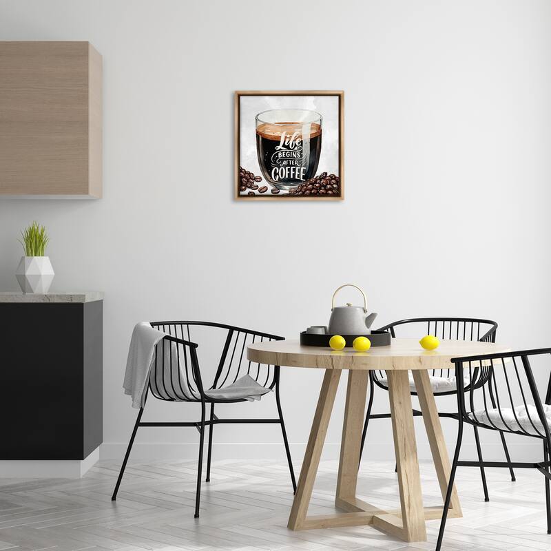 Stupell Life Begins After Coffee Framed Floater Canvas Wall Art Design By Kim Allen
