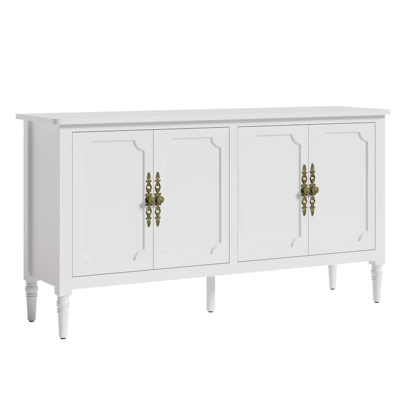 58" W Sideboard Cabinet with Adjustable Shelves and 4 Doors