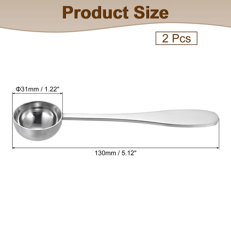 2 Pcs Tea Spoon Scoop, Stainless Steel Measuring Spoon, Silver - 7.5 ml