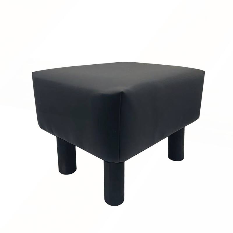 Contemporary Black Leatherette Footstool Set of 2 for Modern Interiors