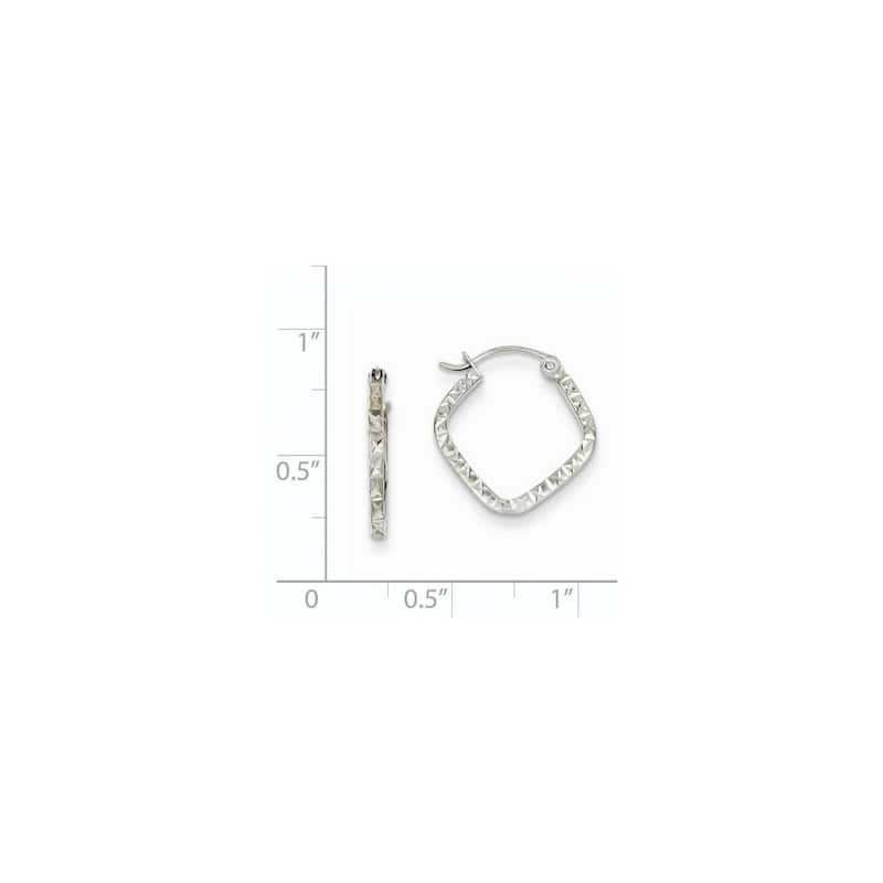 Curata 14k Yellow or White Gold Sparkle Cut 2x17mm Squared Hoop Earrings