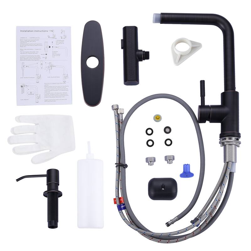 WOWOW Single Handle Waterfall Pull Down Sprayer Kitchen Faucet