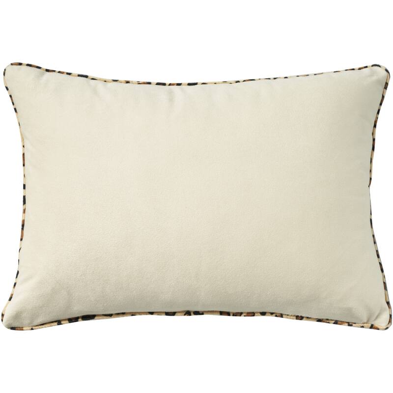 14" X 20" Beige Animal Print Applique Bunny Trio Lumbar Throw Pillow With Pompoms