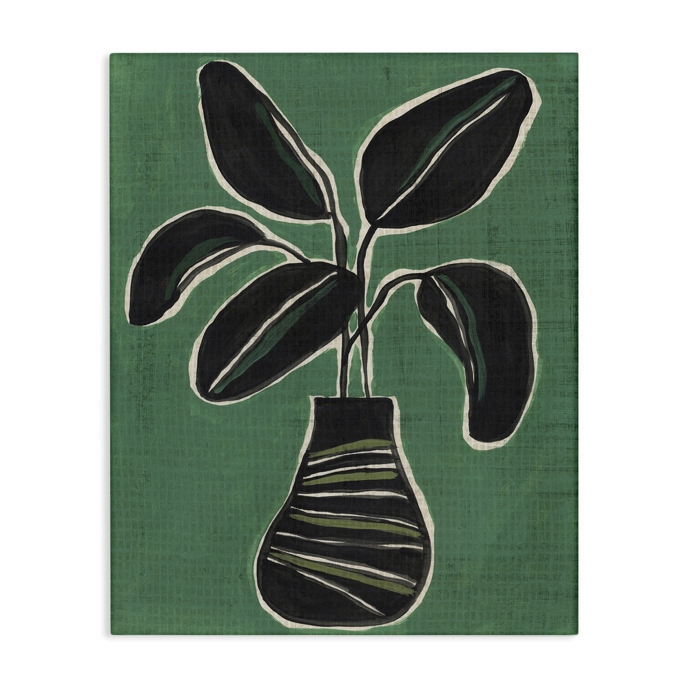 Stupell House Plant on Green Canvas Wall Art Design By June Erica Vess