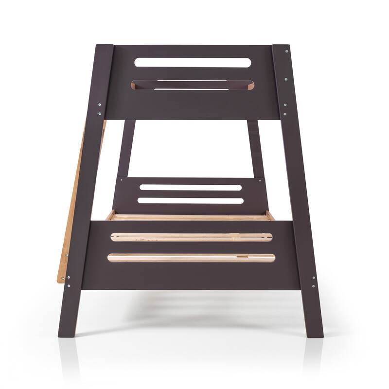 Furniture of America Elbrook Modern Grey Mauve Solid Wood Twin over Full Bunk Bed