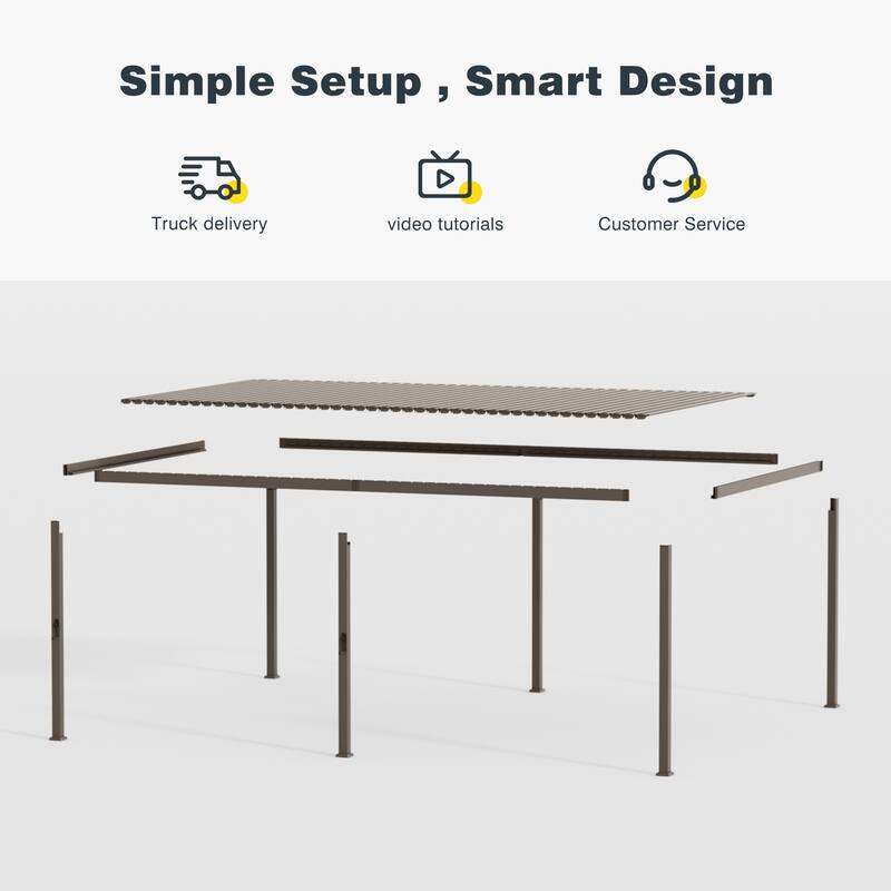 Patio Louvered Pergola with Adjustable Roof, Aluminum Steel Pergola